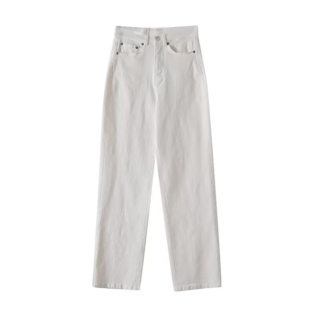 Women's new fashion casual versatile straight denim pants