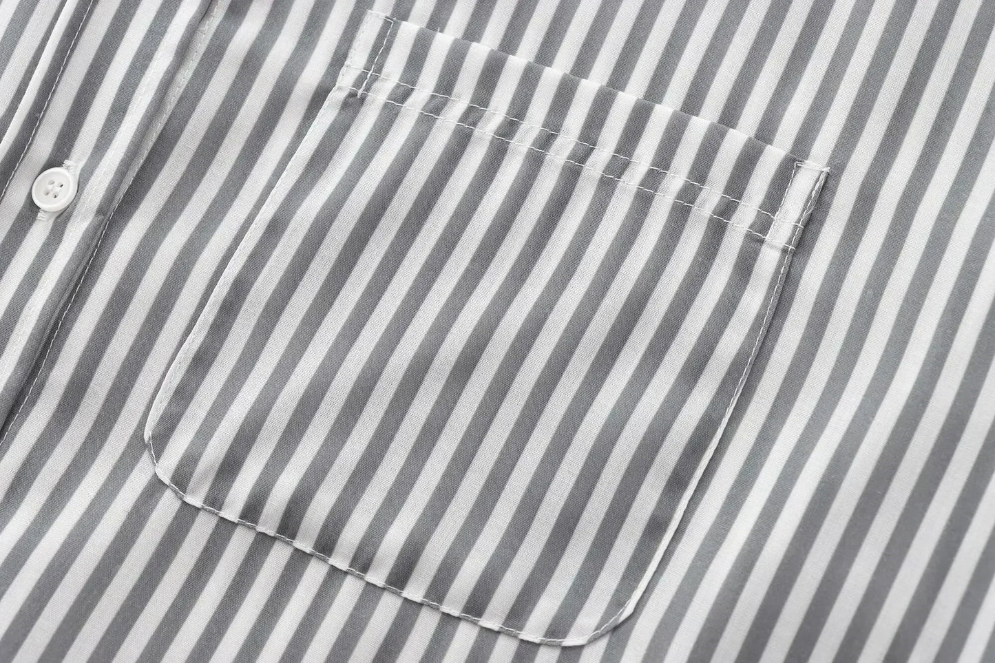 Women's 2024 new fashion pocket decoration loose striped asymmetrical shirt retro long sleeved button up women's shirt
