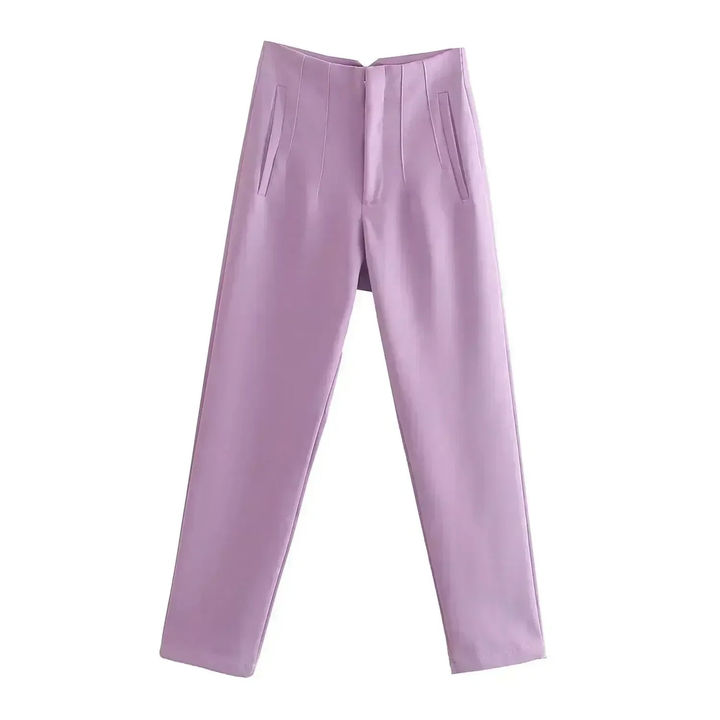 Woman Pants 2023 Chic Fashion Office Wear Pants For Women Vintage High Waist Zipper Fly Female Ankle Trousers Mujer