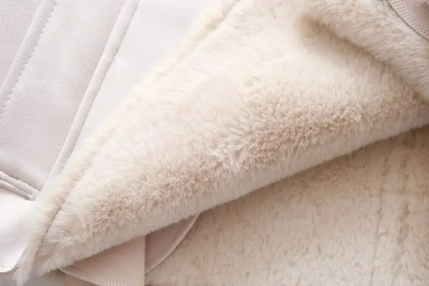 Women Winter Fashion Cropped Fur Faux Leather Warm Jacket Coat Vintage Long Sleeve Side Pockets Female Outerwear Chic Tops