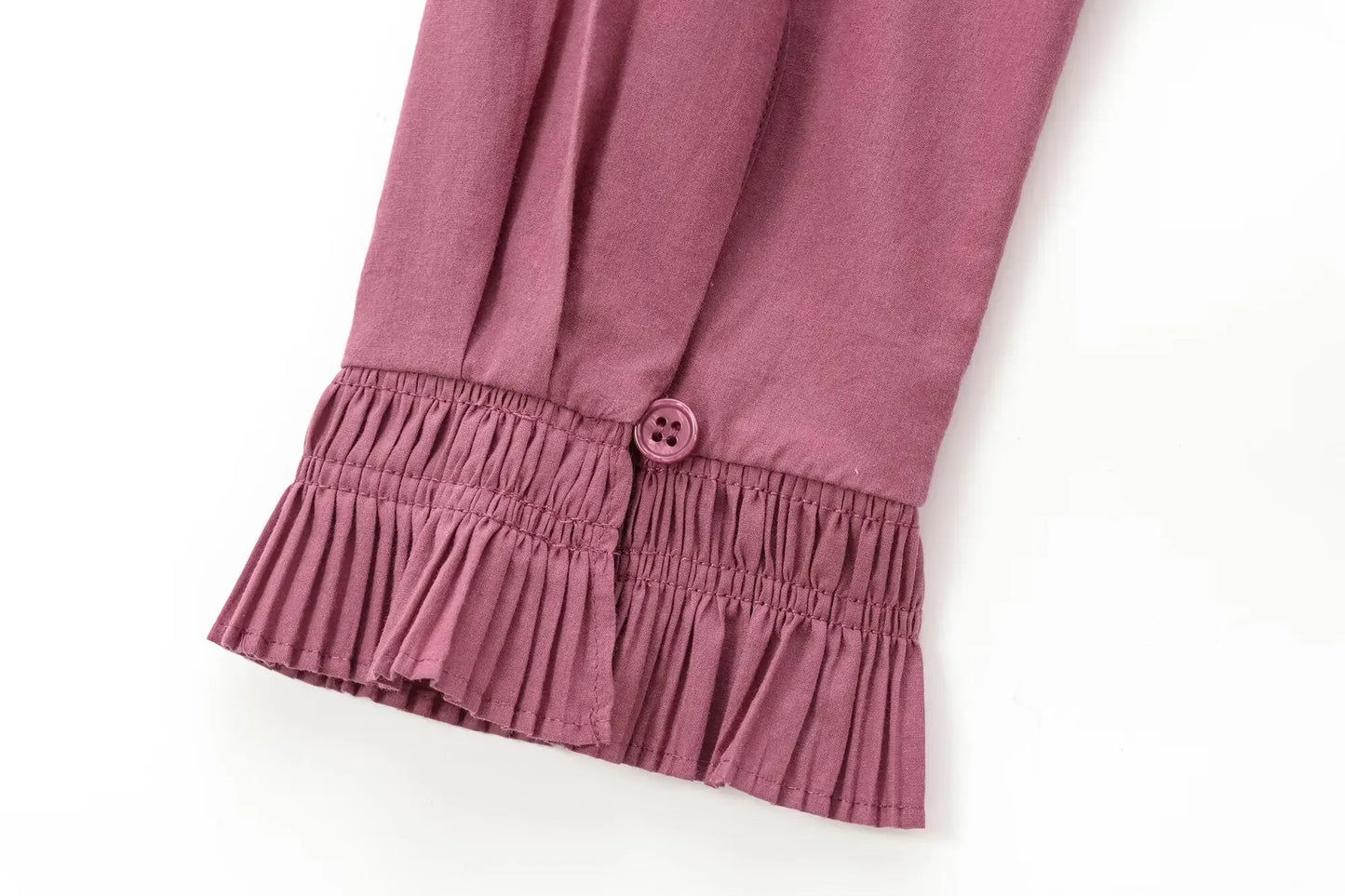 Women's new fashion pleated layered decoration casual single breasted solid shirt retro long sleeved women's shirt chic top