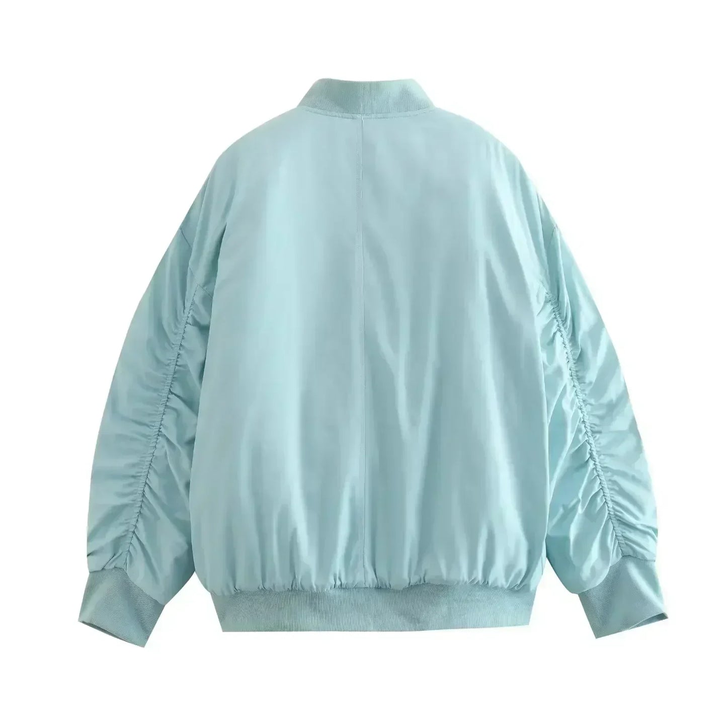 Women New Fashion Side Pockets Loose solid Cotton flying Jacket Coat Vintage Long Sleeve zipper Female Outerwear Chic Overshirt
