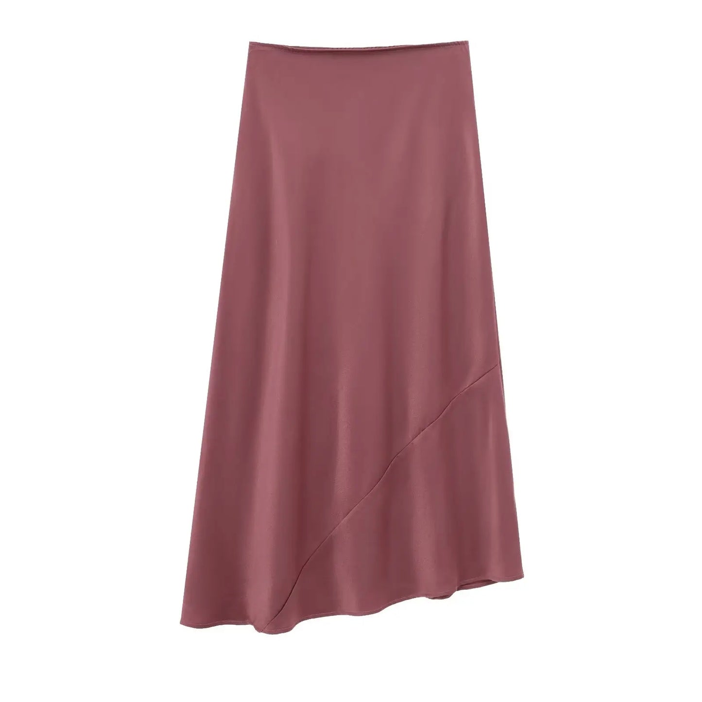 Women's new Chic fashion multi-color slim casual satin texture asymmetric MIDI skirt retro elastic waist women's skirt Mujer