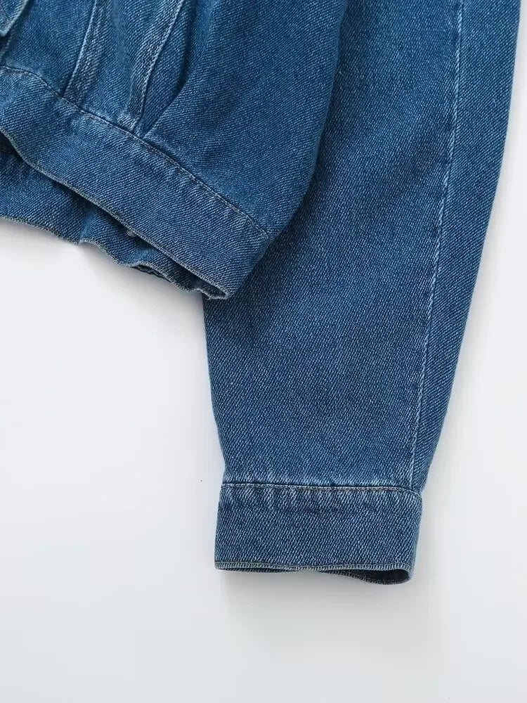 Women's new Fashion loose single breasted casual Versatile denim jacket Coat retro long sleeved pocket women's Coat chic top