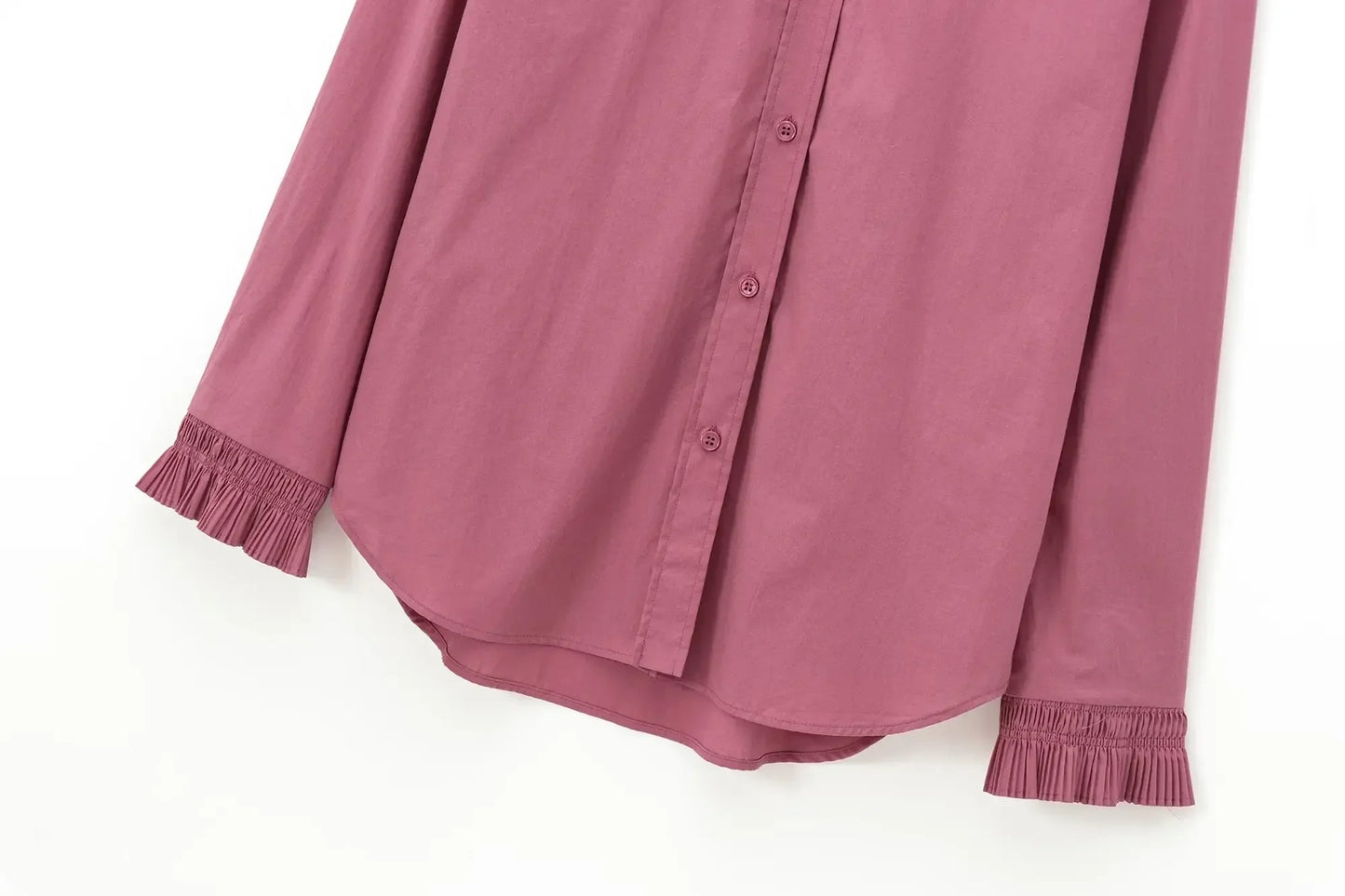 Women's new fashion pleated layered decoration casual single breasted solid shirt retro long sleeved women's shirt chic top