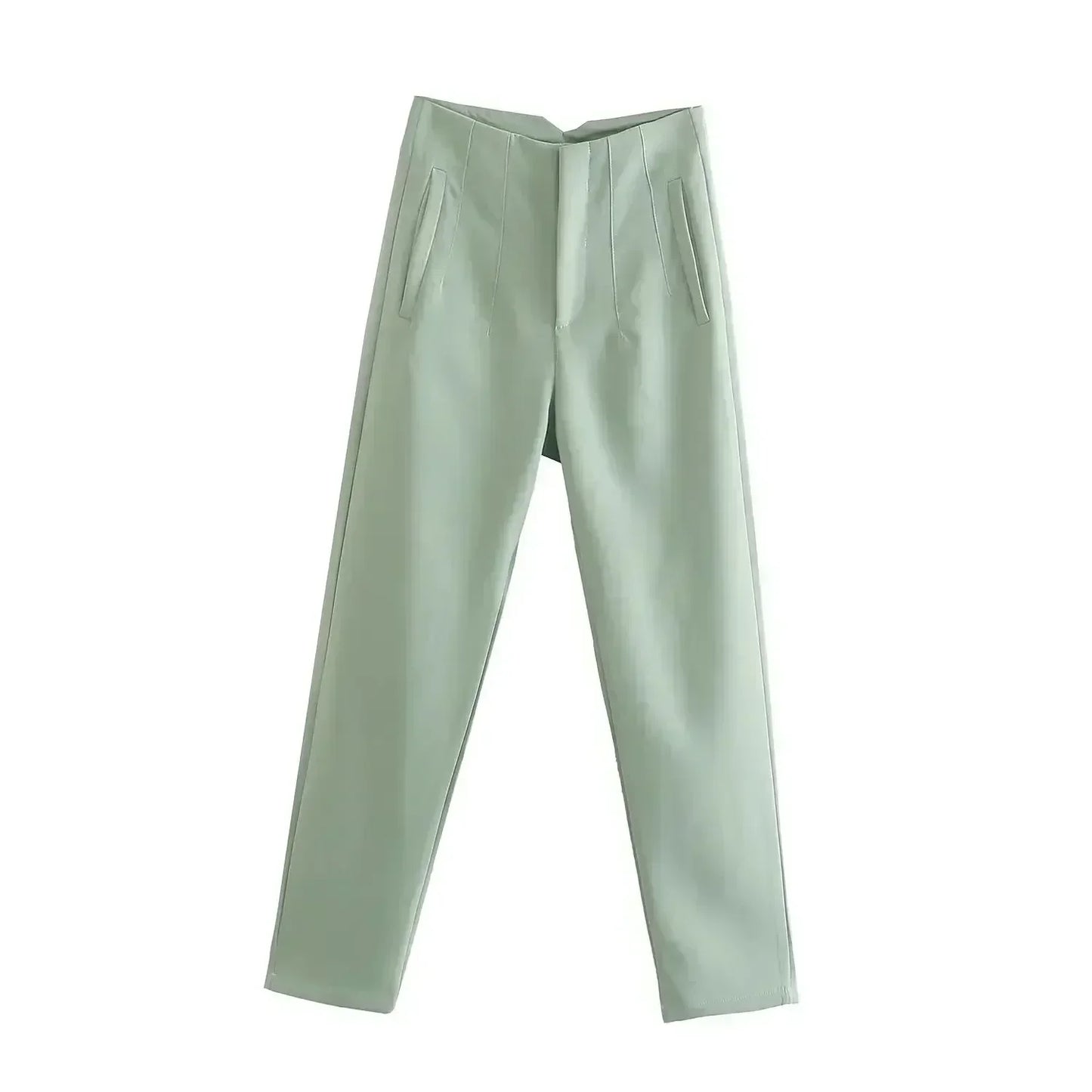 Woman Pants 2023 Chic Fashion Office Wear Pants For Women Vintage High Waist Zipper Fly Female Ankle Trousers Mujer