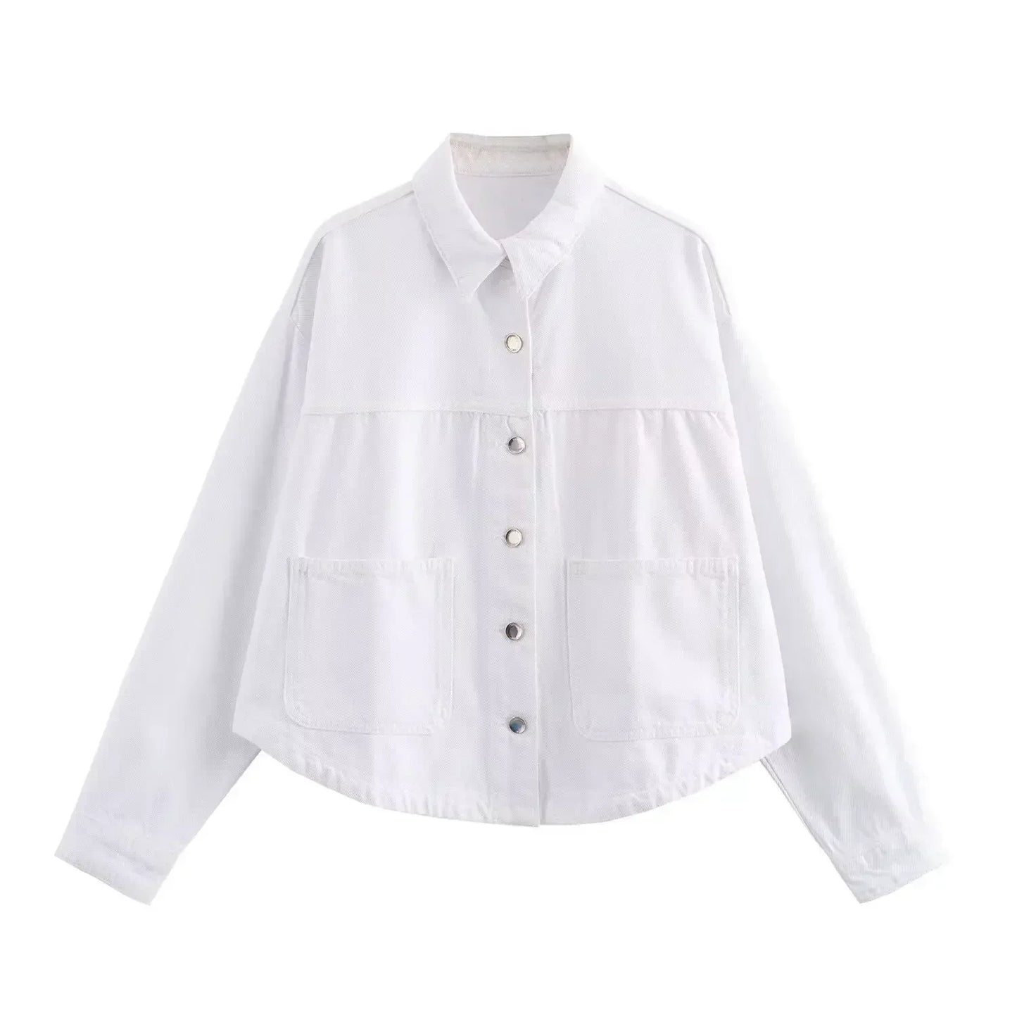 Women's new fashion large pocket decoration loose casual denim jacket coat retro long sleeved Button up women's coat chic