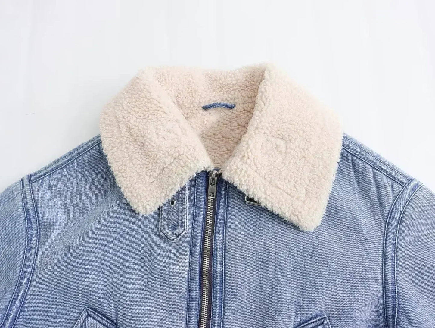 Women New Fashion Washing effect Double sided Denim Jacket Coat Vintage Long Sleeve zipper Female Outerwear
