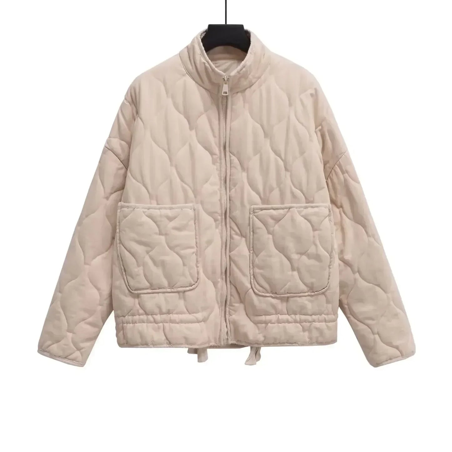 Women's 2024 New Fashion Large Pocket Decoration Loose Warm Washed Cotton Coat Retro Long Sleeve Zipper Women's Coat