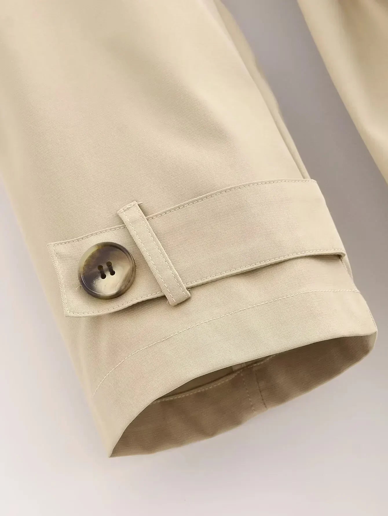 Women's new fashion with belt loose long style double breasted windbreaker coat retro long sleeved pocket women's coat chic top