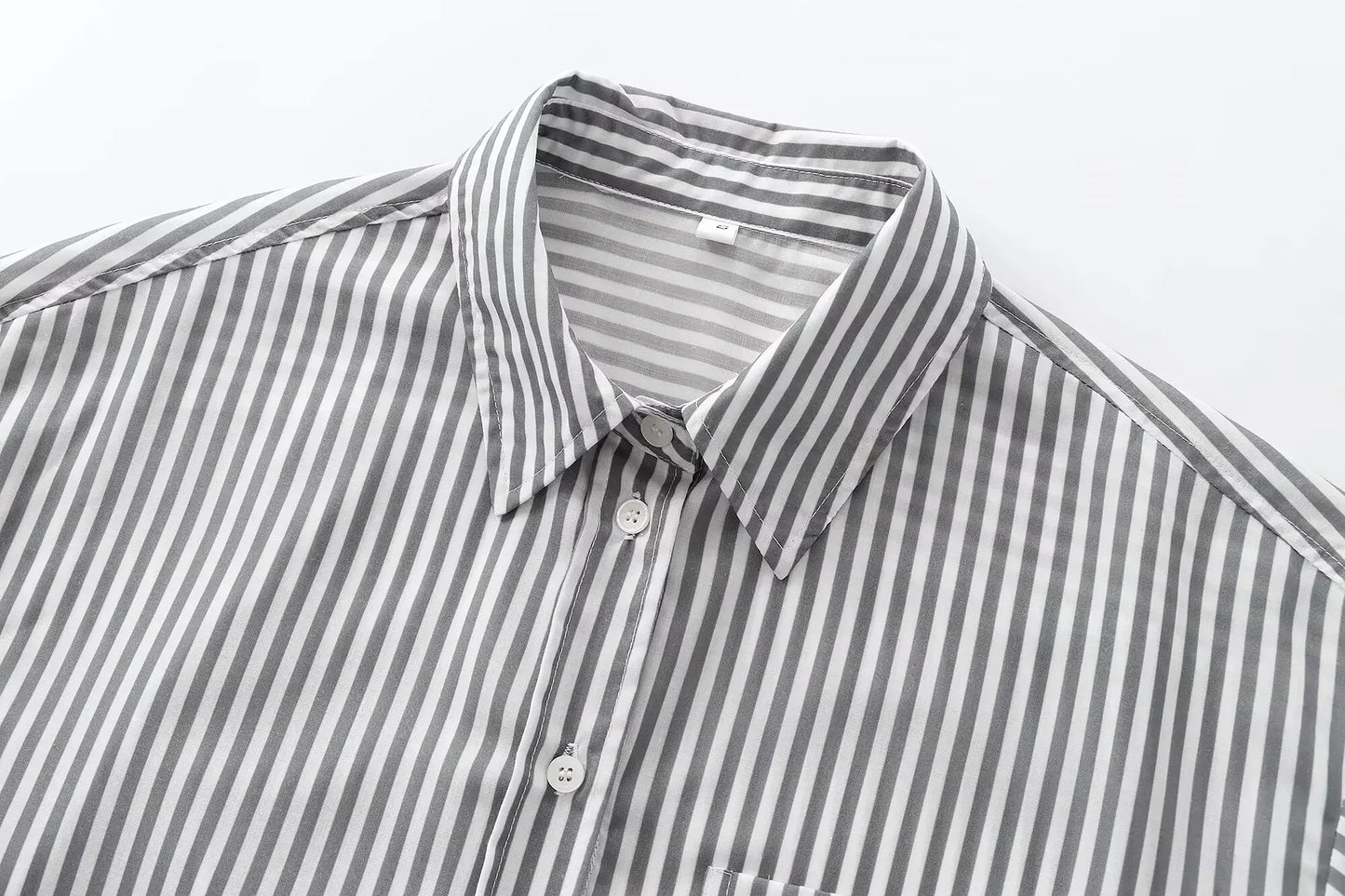 Women's 2024 new fashion pocket decoration loose striped asymmetrical shirt retro long sleeved button up women's shirt