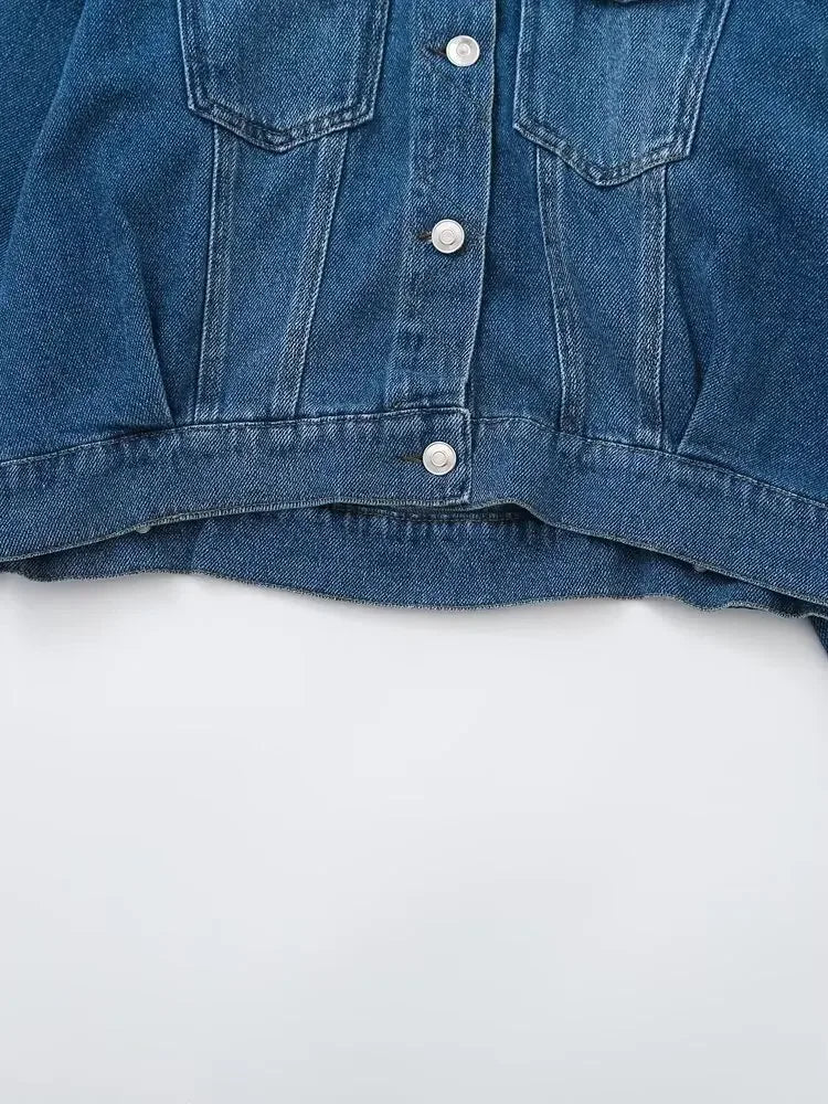 Women's new Fashion loose single breasted casual Versatile denim jacket Coat retro long sleeved pocket women's Coat chic top