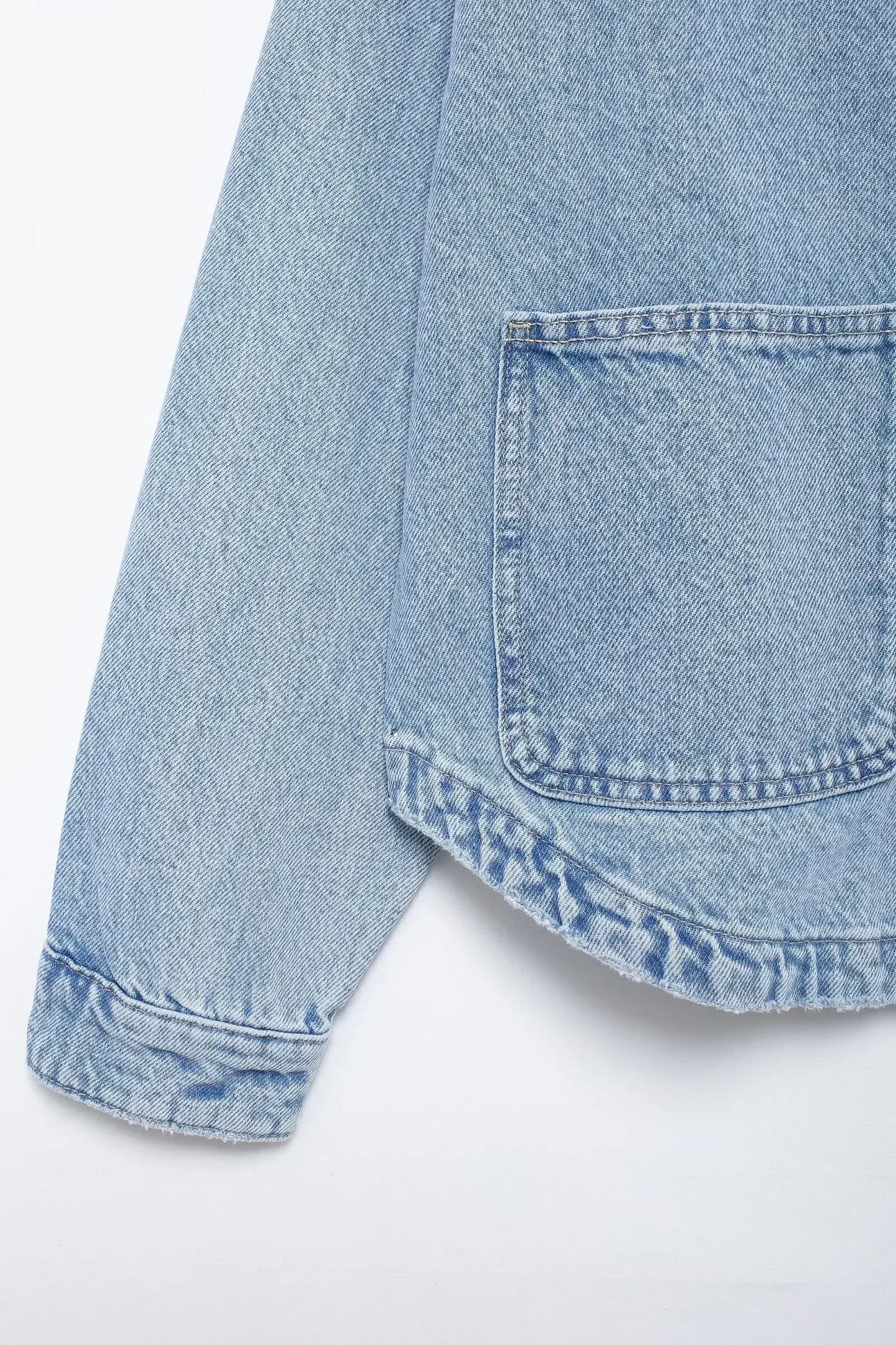 Women's new fashion patch pocket decoration casual lapel denim jacket coat retro long sleeved button up women's coat chic top