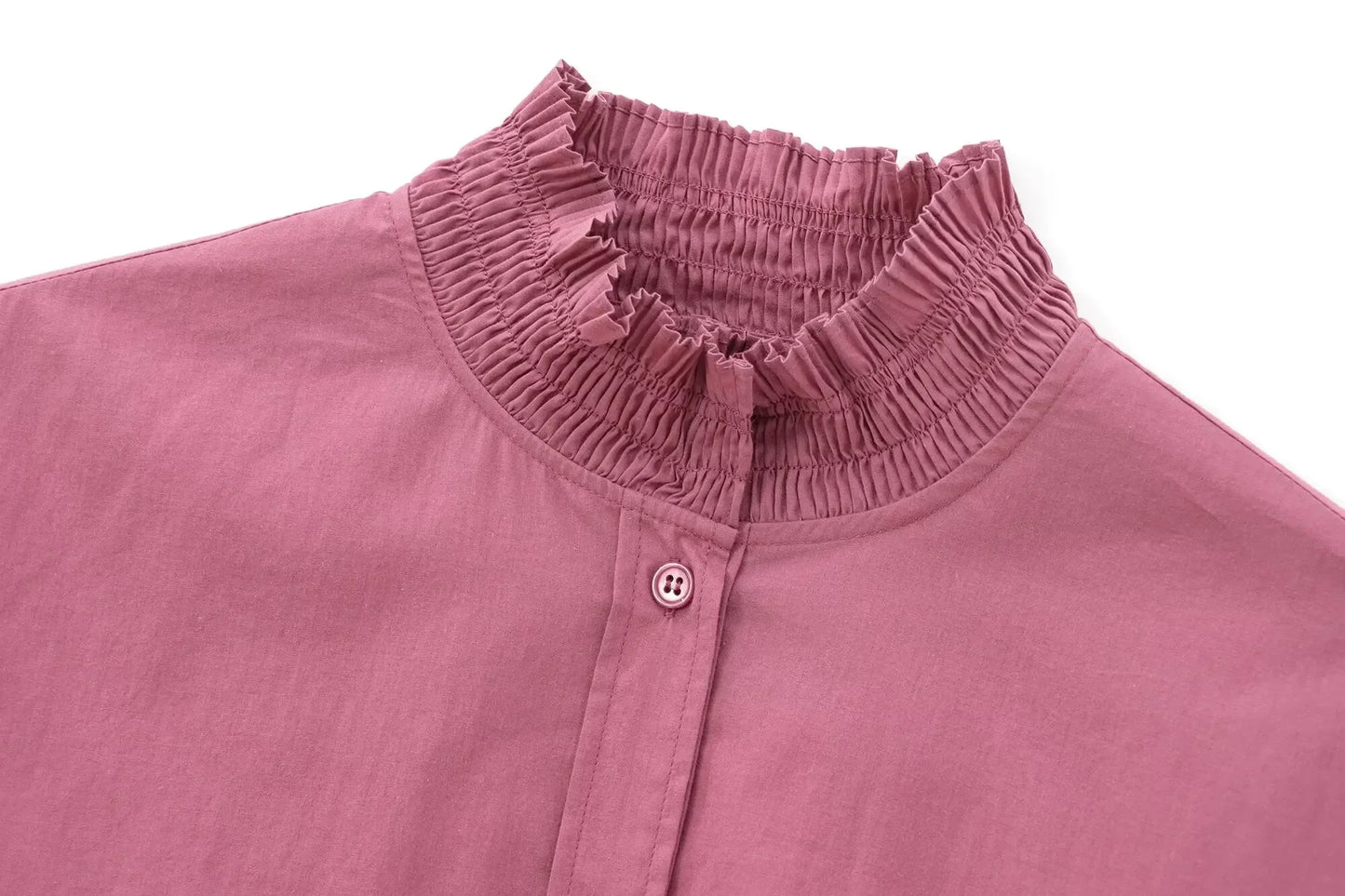 Women's new fashion pleated layered decoration casual single breasted solid shirt retro long sleeved women's shirt chic top
