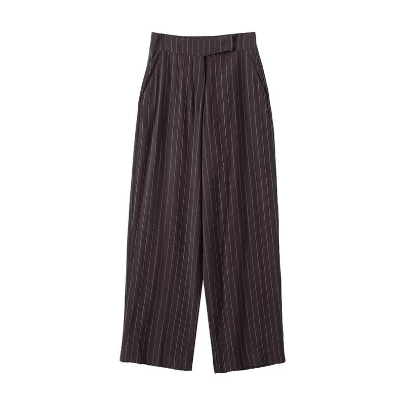 Women's new fashion slim striped zipper square neck suit vest+Pants suit