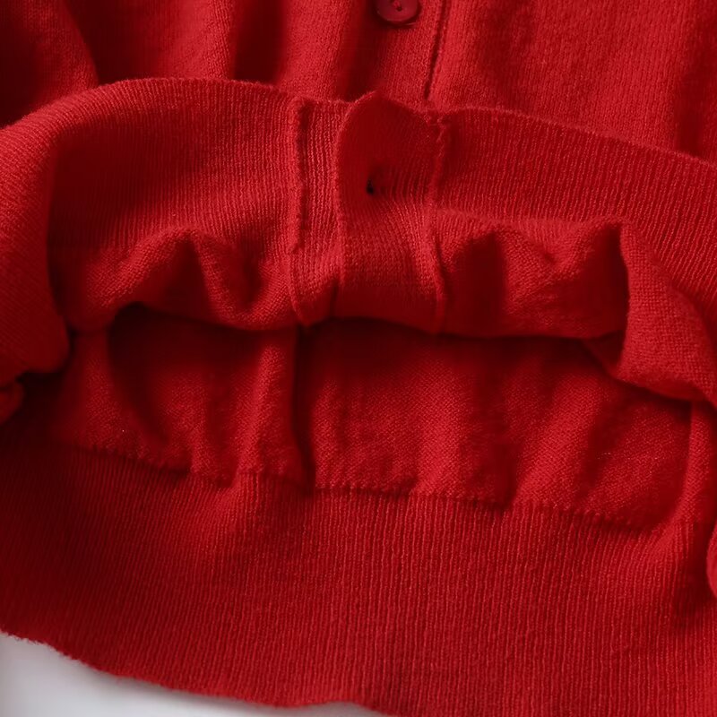 Women's new short round neck knitted cardigan Coat