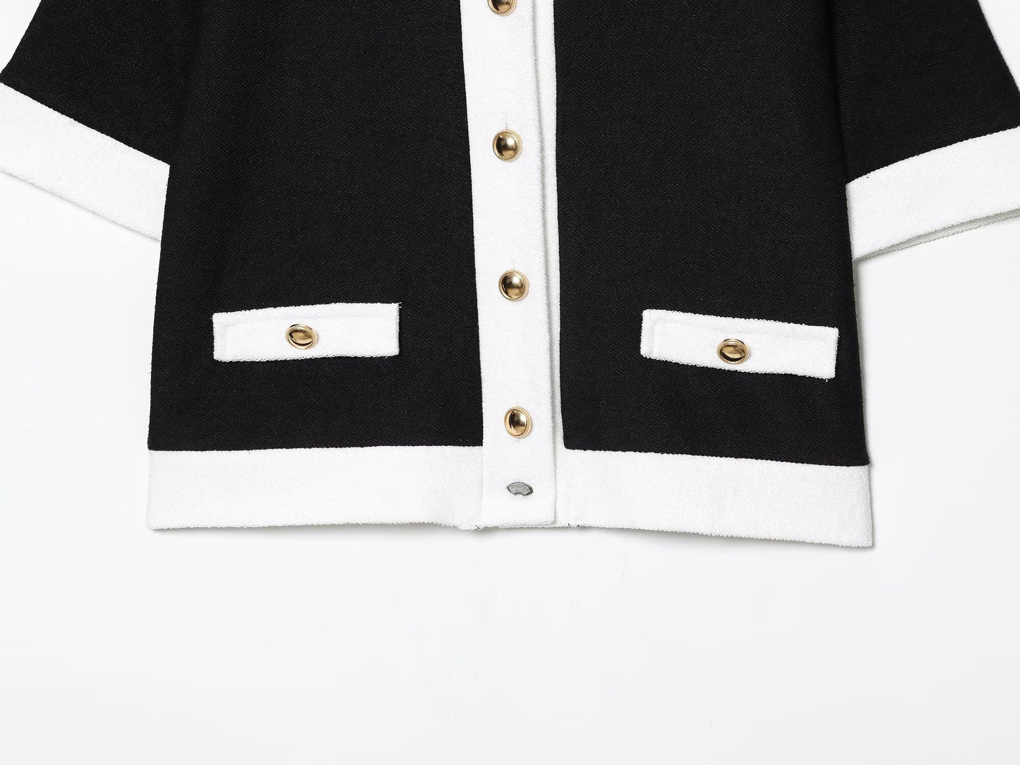 Women's 2 pieces short sleeved contrasting woolen Coat+Pants