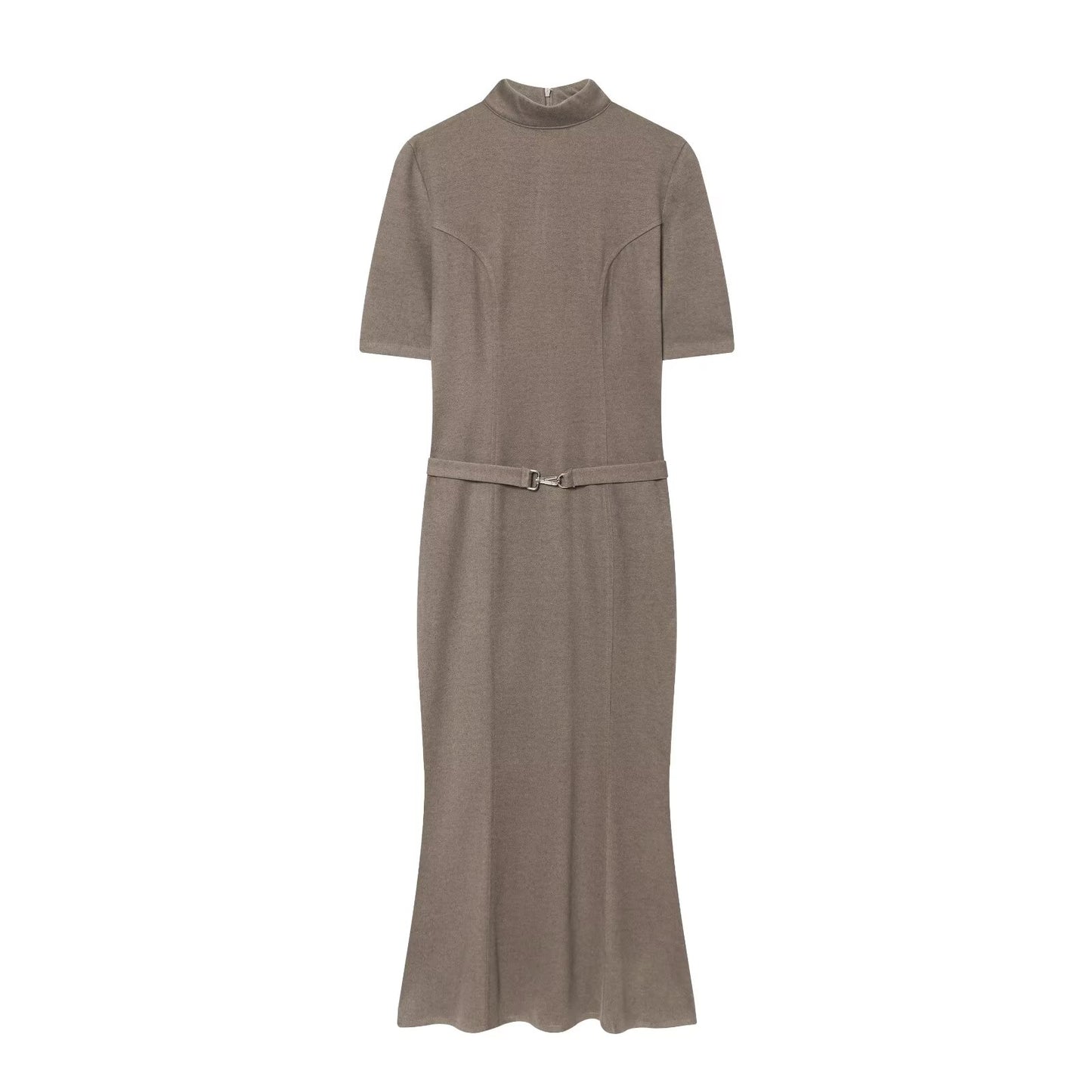 Women's With Belt Soft Texture Short Sleeve Dress