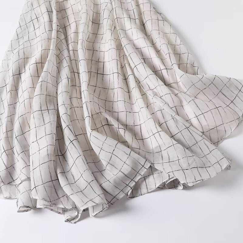 Women's new chic Fashion irregular hem plaid MIDI skirt