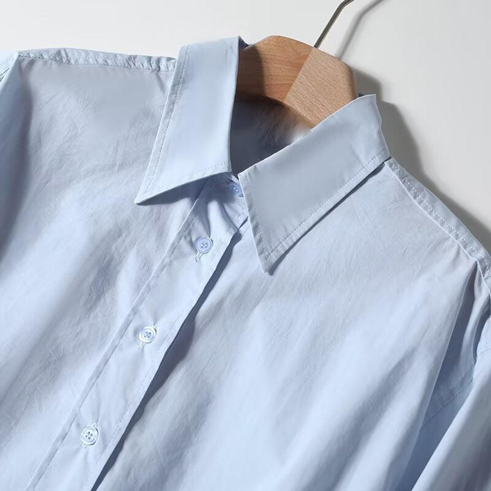 Women's new fashion loose basic style long sleeved cotton shirt