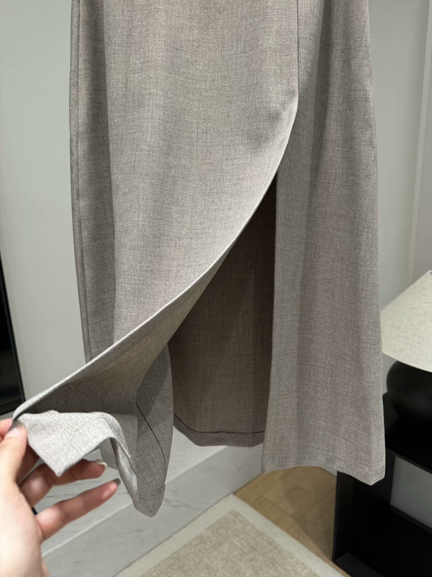 Women's New Fashion With Belt Casual Slim Versatile Split Midi Skirt Retro High Waist Side Zipper Women's Skirt Mujer