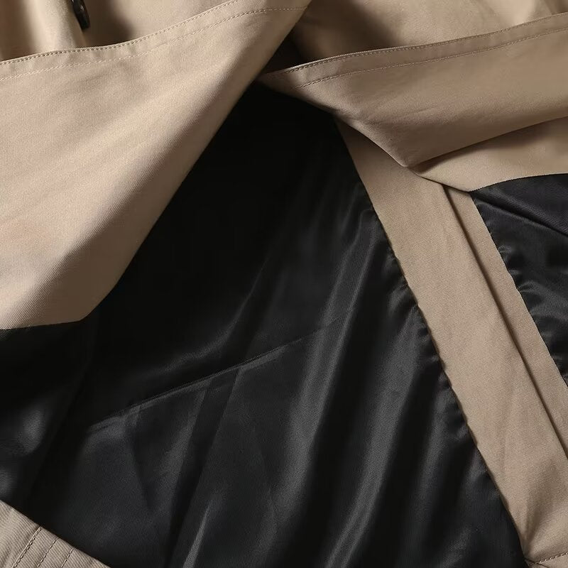 Women's with Belt long style double breasted windbreaker Coat