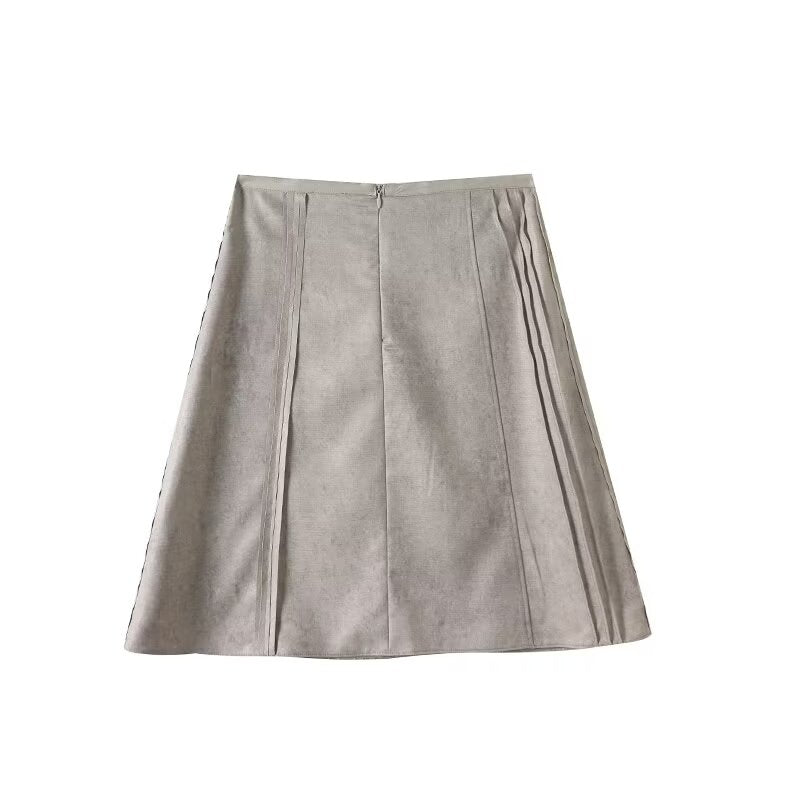 Women's autumn fashion pleated design casual high waisted MIDI skirt