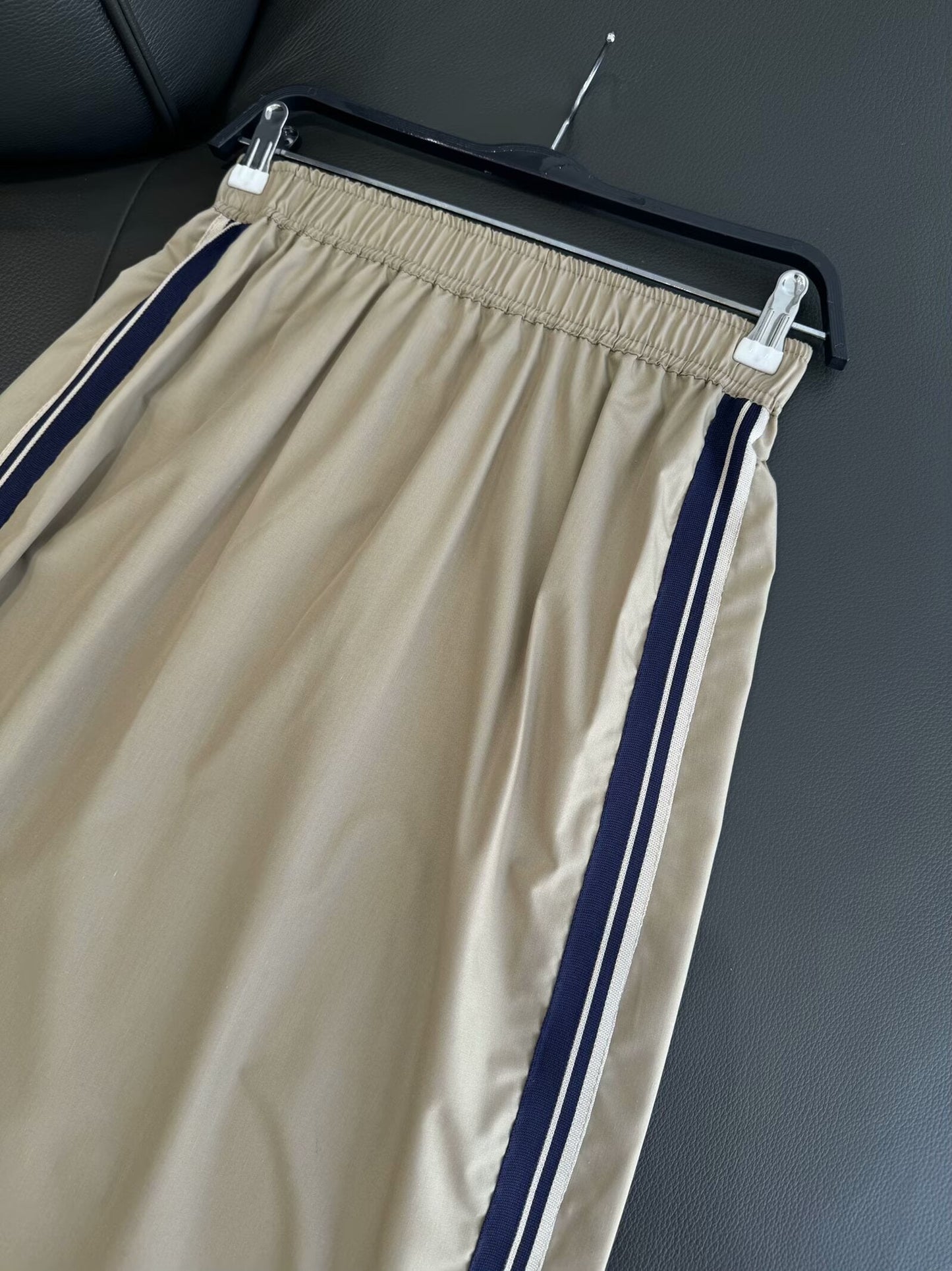 Women's New Fashion Side Splicing Stripe Decoration Casual Versatile Split Midi Skirt Retro Elastic Waist Women's Skirt Mujer