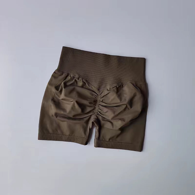 Women's new casual high waist hip running training quick-drying running training shorts.