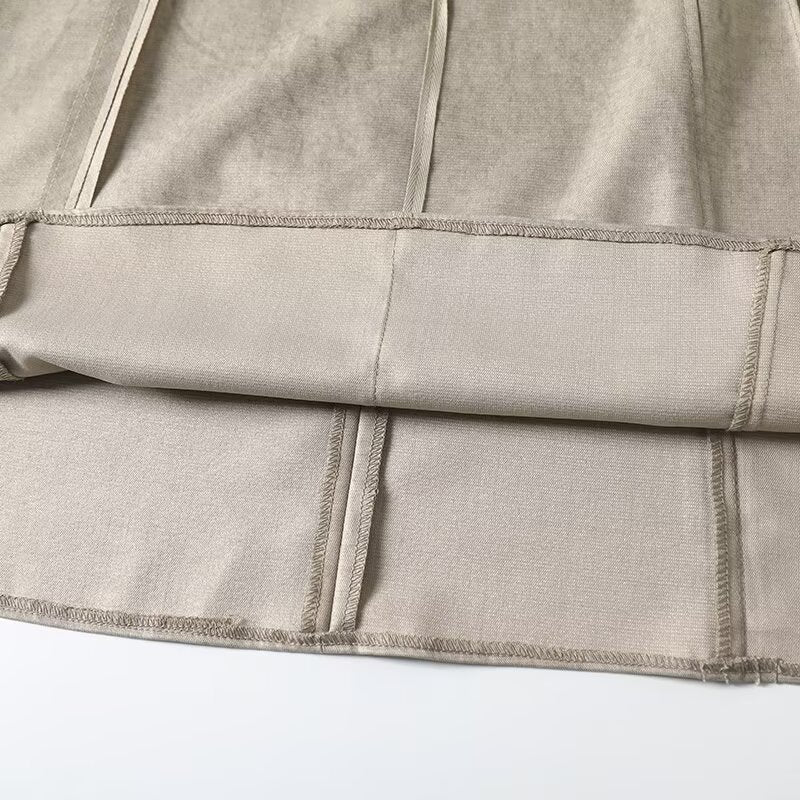 Women's autumn fashion pleated design casual high waisted MIDI skirt