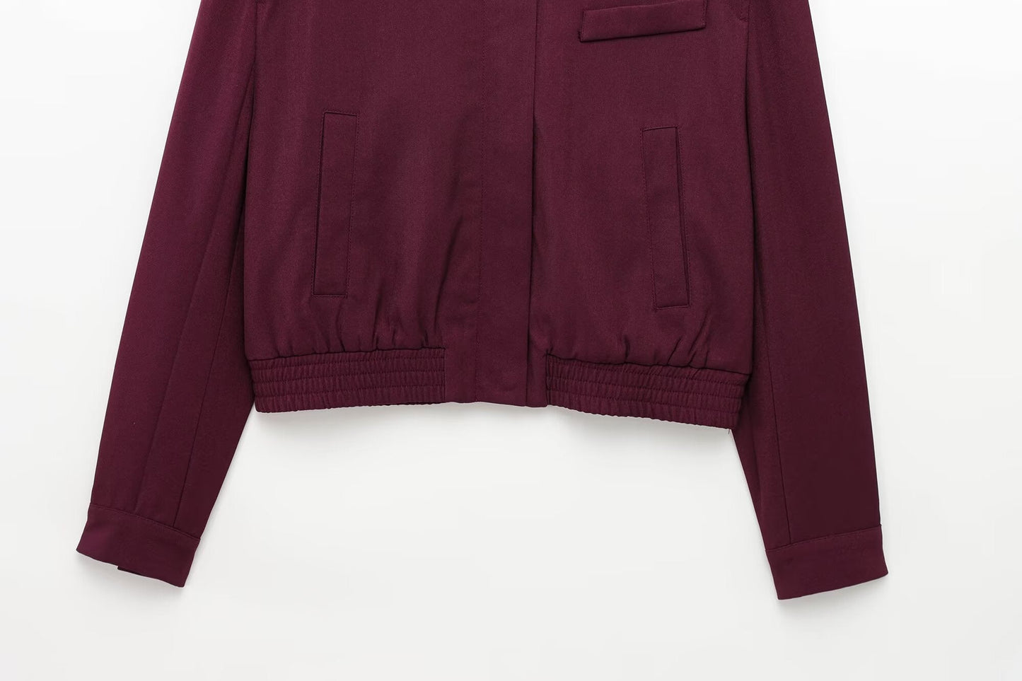 Women's new Fashion side pocket decoration casual stand collar flying jacket coat retro long sleeved zipper women's coat chic top