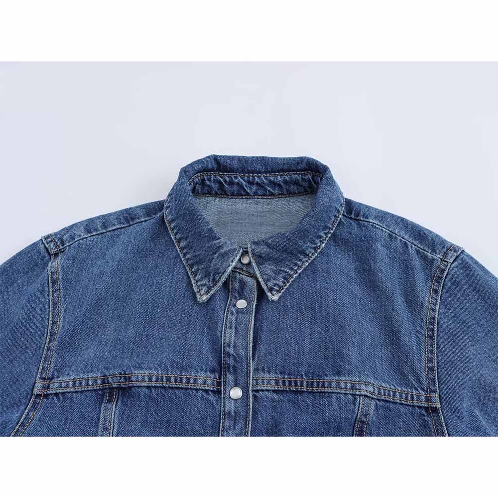 Women's new chic Fashion casual slim fit single breasted wide swing denim mini dress retro long sleeved women's dress Mujer