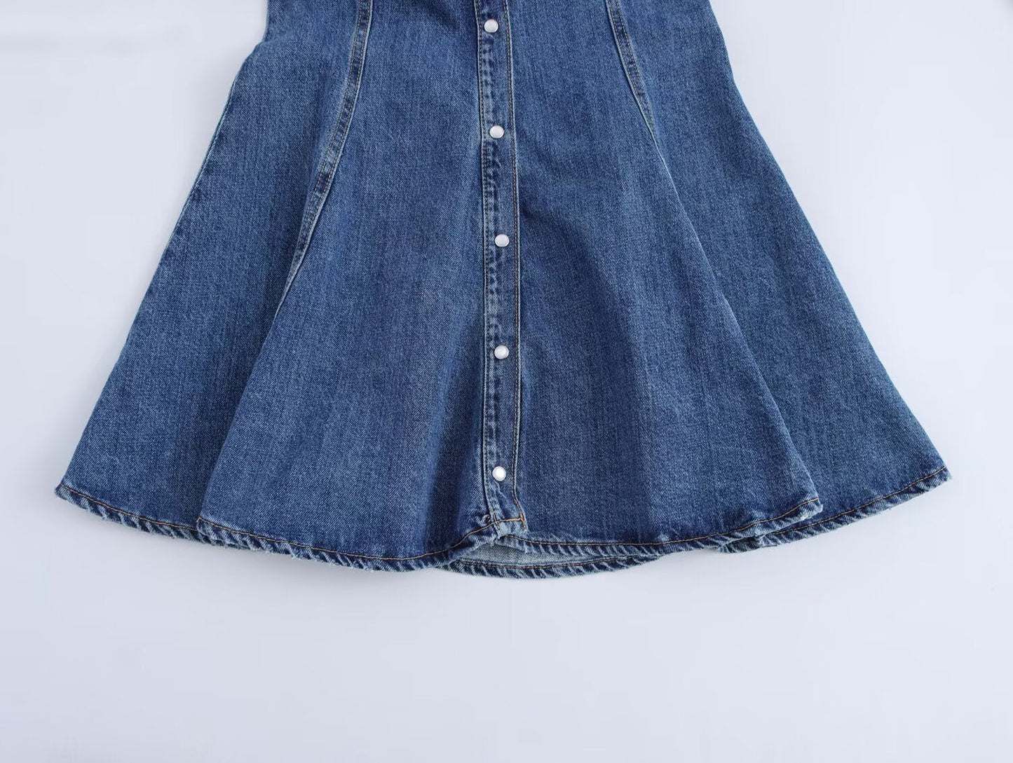Women's new chic Fashion casual slim fit single breasted wide swing denim mini dress retro long sleeved women's dress Mujer