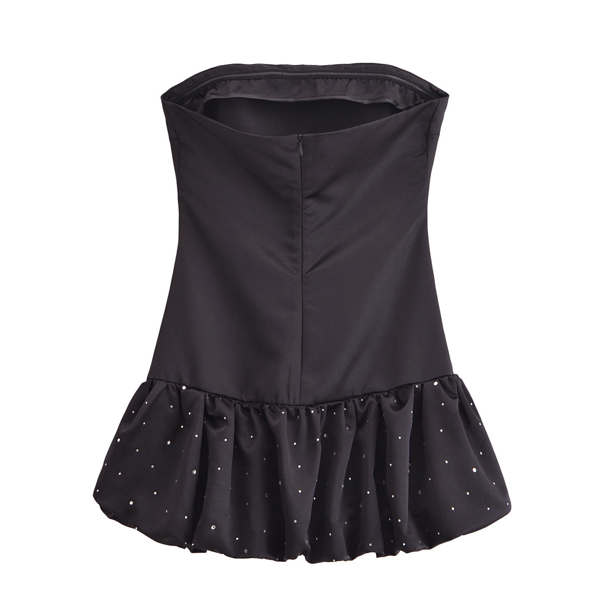 Women's Dress New Fashion Rhinestone Decorative Satin Tube Top Short Dress Retro Sleeveless Women's Vestidos Mujer