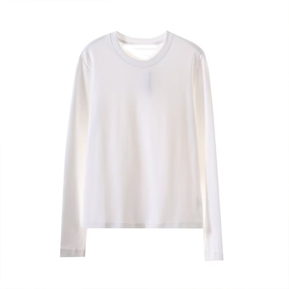 Women's new fashion casual versatile cotton O Neck long sleeved T-shirt