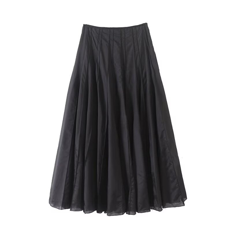 Women's chic fashion casual pleated chiffon A-line MIDI skirt
