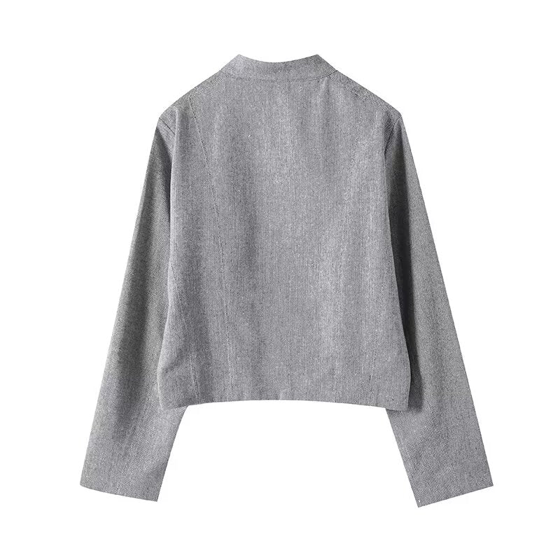 Women's autumn fashion short single breasted stand collar jacket