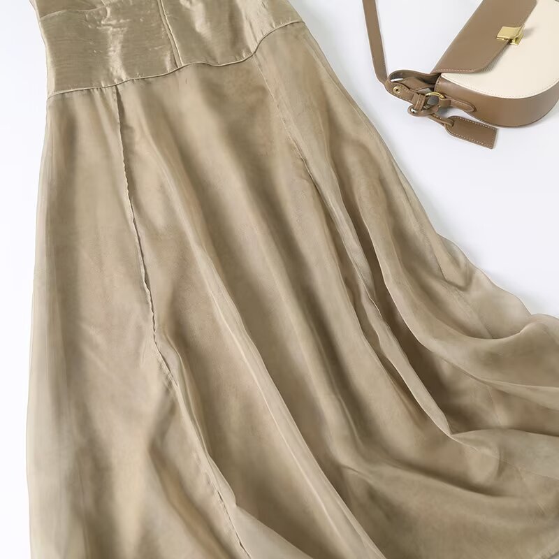 Women's new fashion sleeveless V-neck backless MIDI dress