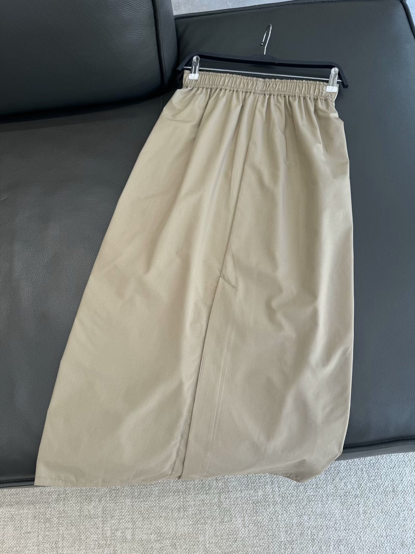Women's New Fashion Side Splicing Stripe Decoration Casual Versatile Split Midi Skirt Retro Elastic Waist Women's Skirt Mujer