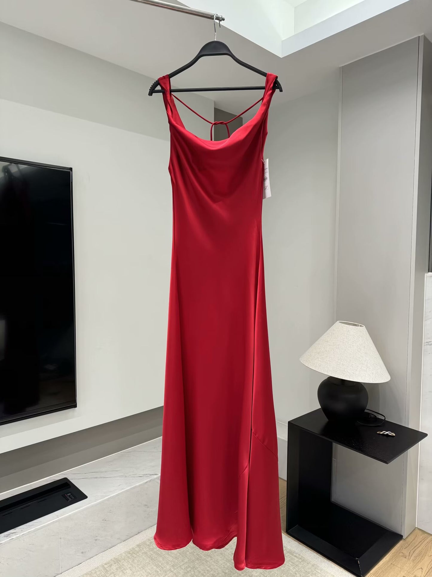 Women's new chic Fashion pleated collar slim satin texture sleeveless MIDI dress retro backless lace up women's dress Mujer