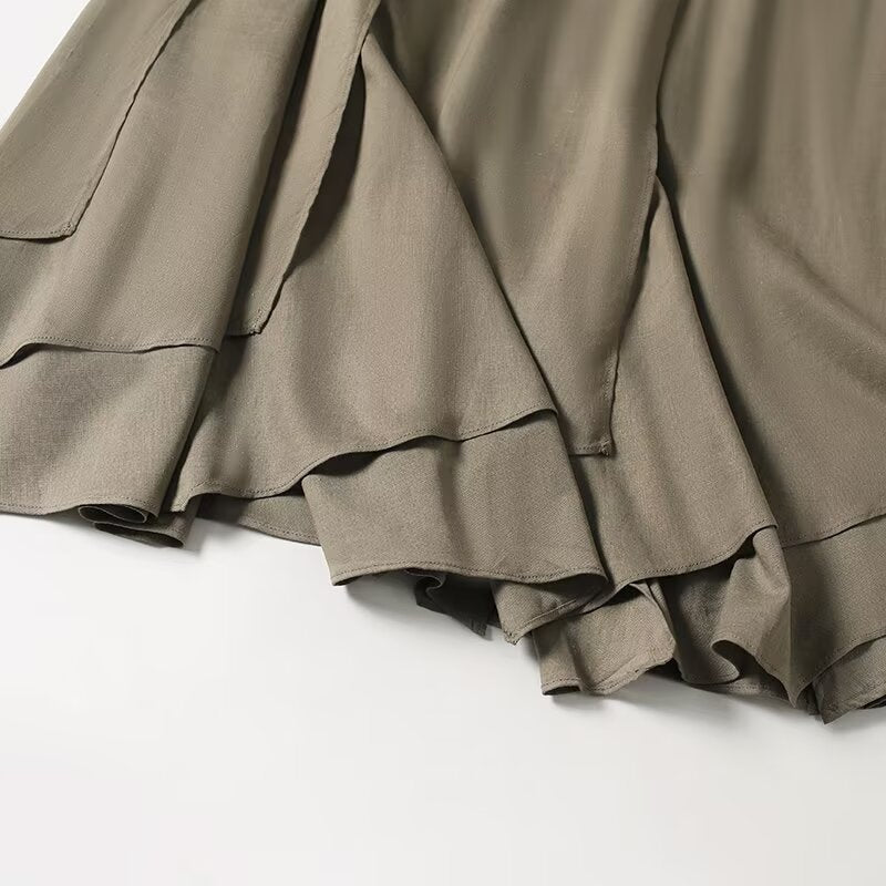 Women's new chic fashion irregular hem design casual draped MIDI skirt