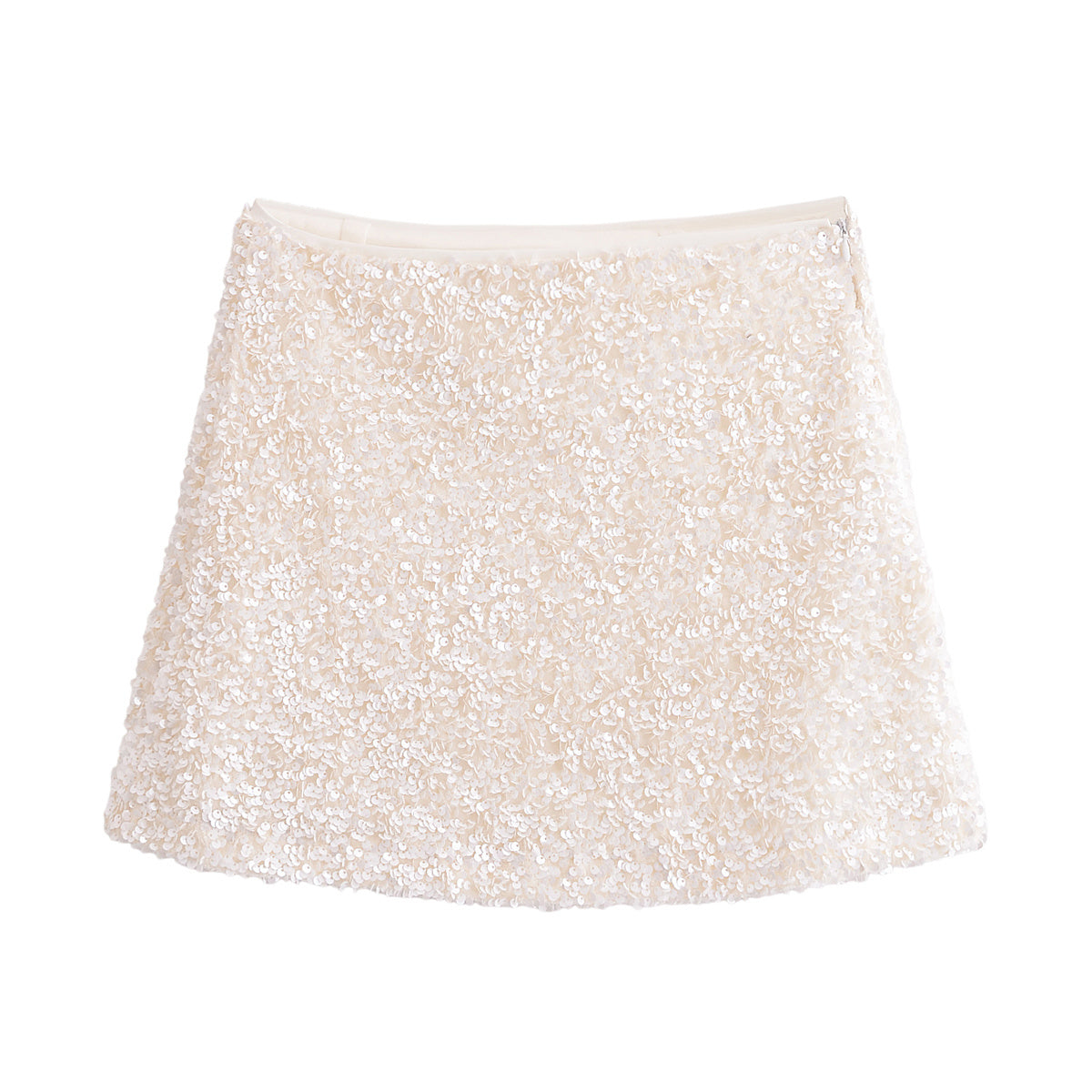 Women's New Fashion Joker Sequined Decorative Skirt Mini Skirt Retro High Waist Zipper Skirt Mujer