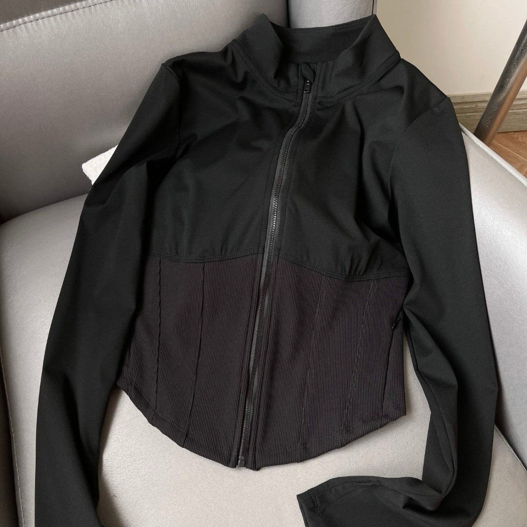 Women's waist-tight stand-up collar zipper quick-drying sportswear