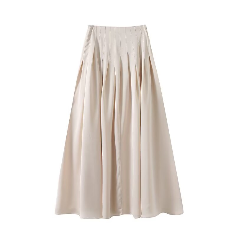 Women's new fashion casual versatile pleated MIDI skirt