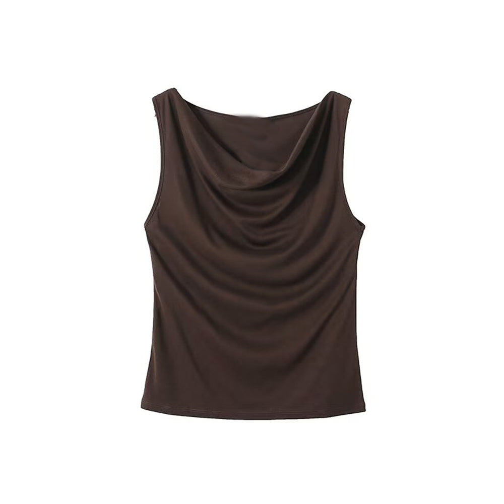 Women's New Fashion Cotton Sleeveless Swing Neck T-shirt Top