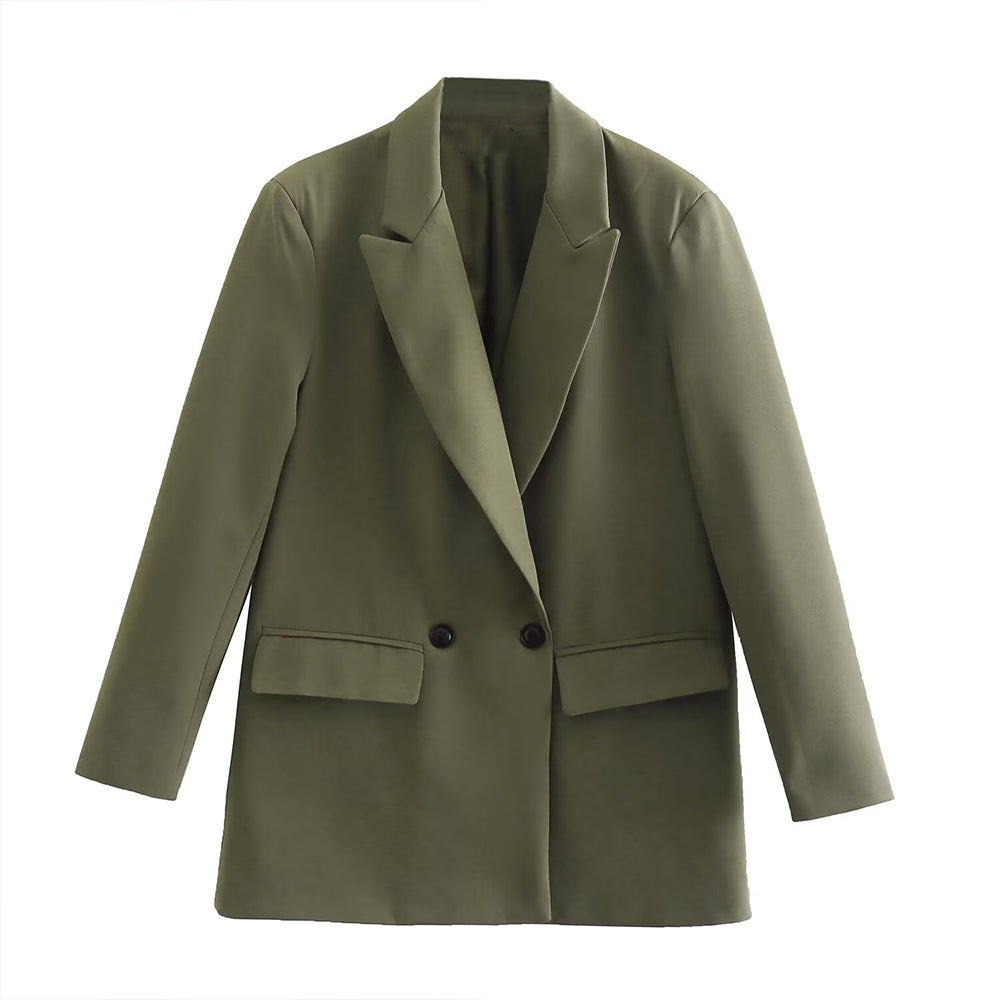 Women's new fashion loose double breasted lapel suit jacket