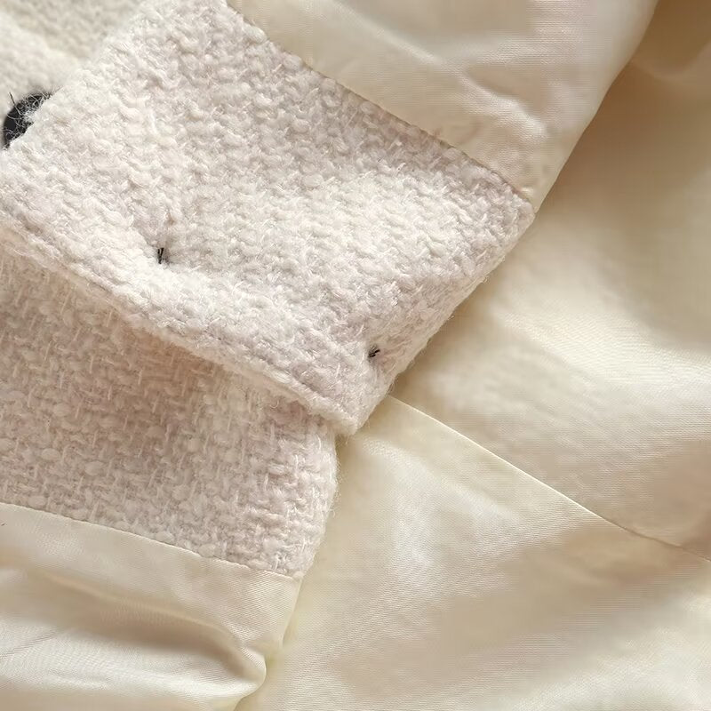 Women's casual single breasted O Neck textured Coat