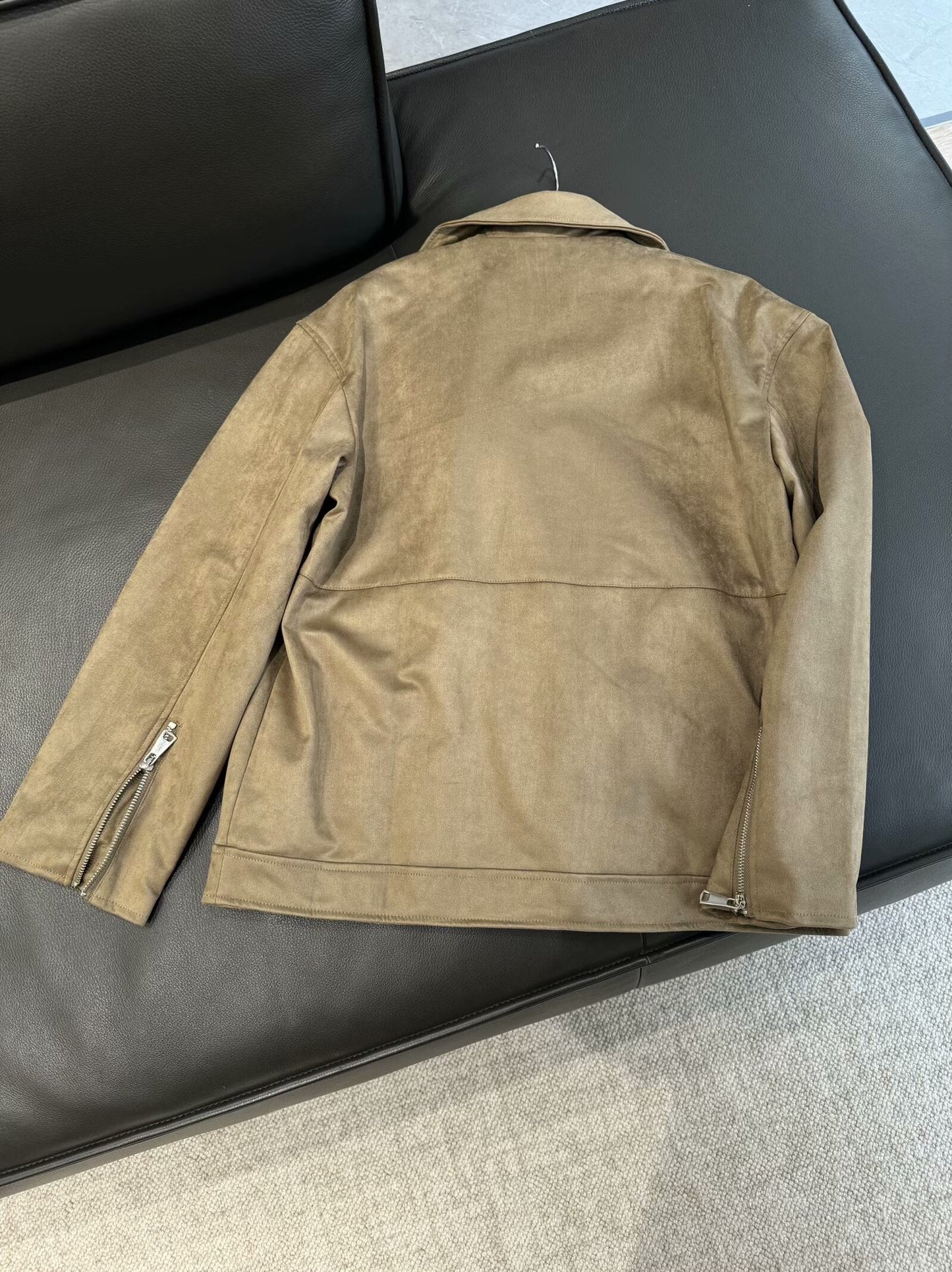 Women's New Fashion Suede Texture Effect Loose Lapel Long Sleeve Jacket Coat Retro Zipper Pocket Women's Coat Chic Top