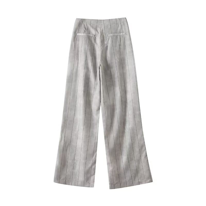 Women's new fashion swing collar striped sleeveless top+Pants suit