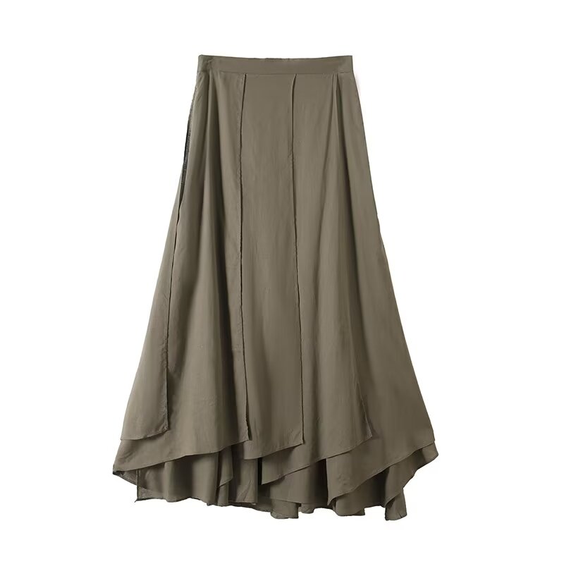 Women's new chic fashion irregular hem design casual draped MIDI skirt